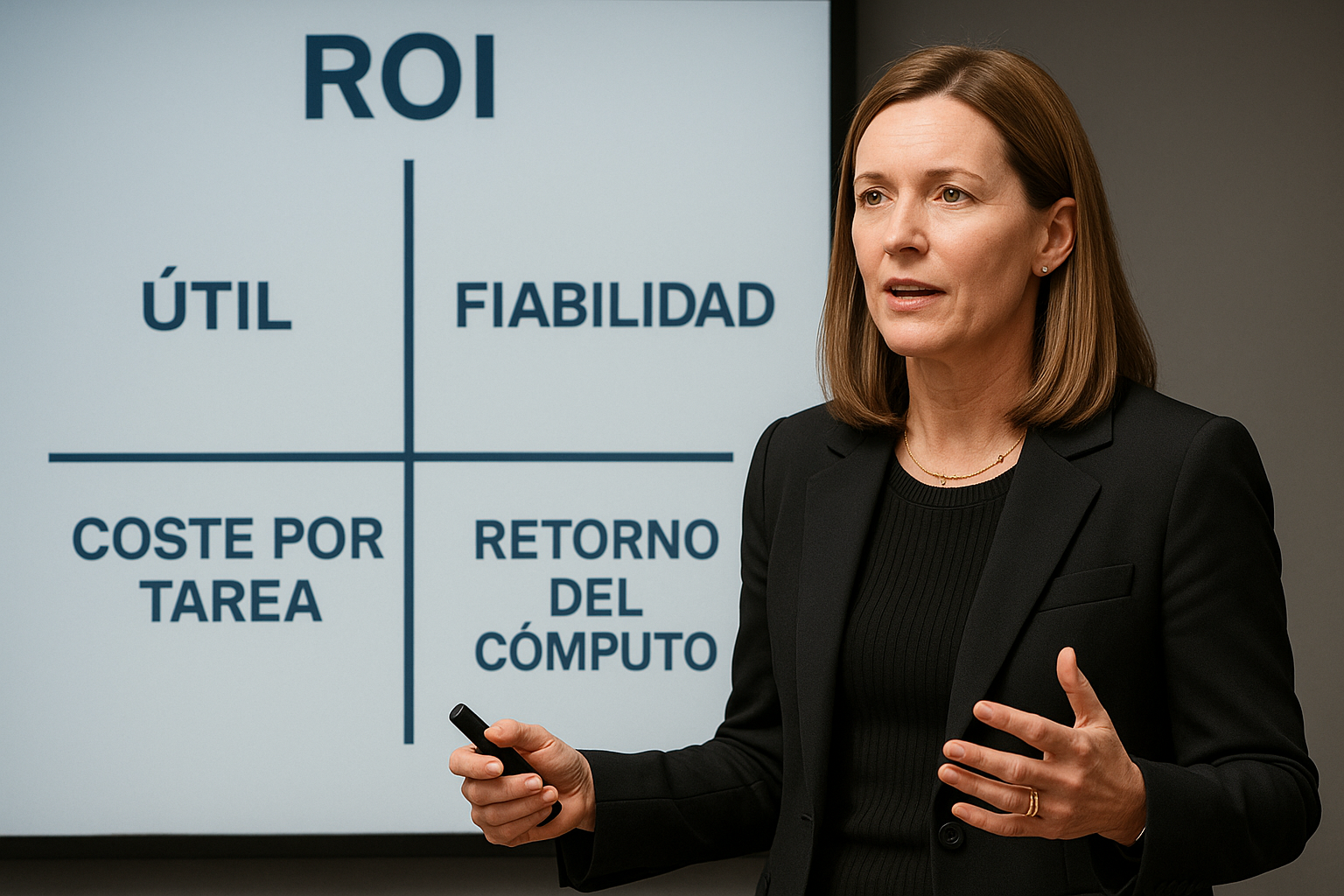 Sarah Friar, CFO de OpenAI, presenta una tarjeta de puntuación para evaluar el ROI de la IA con cuatro ejes: trabajo útil, co